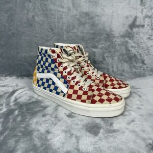 Vans Sk8- High Multicolor Checkerboard Red, Blue, And Yellow Size 8 No Box